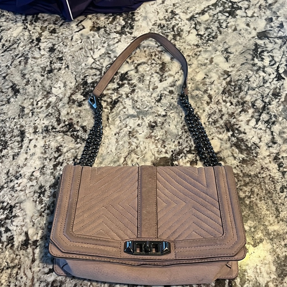 Rebecca minkoff suede quilted purse - light lavender/ grayish color